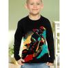 Spring and Autumn Round Neck Motorcycle Pattern 3D Printed Top Fashionable Casual Long Sleeved Children's Boy T-shirts