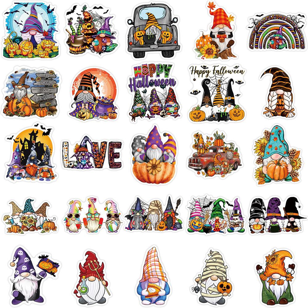 50 шт., наклейки с изображением гнома на Хэллоуин, наклейки с граффити на Хэллоуин для DIY, багажа, ноутбука, скейтборда, мотоцикла, велосипеда, наклейки