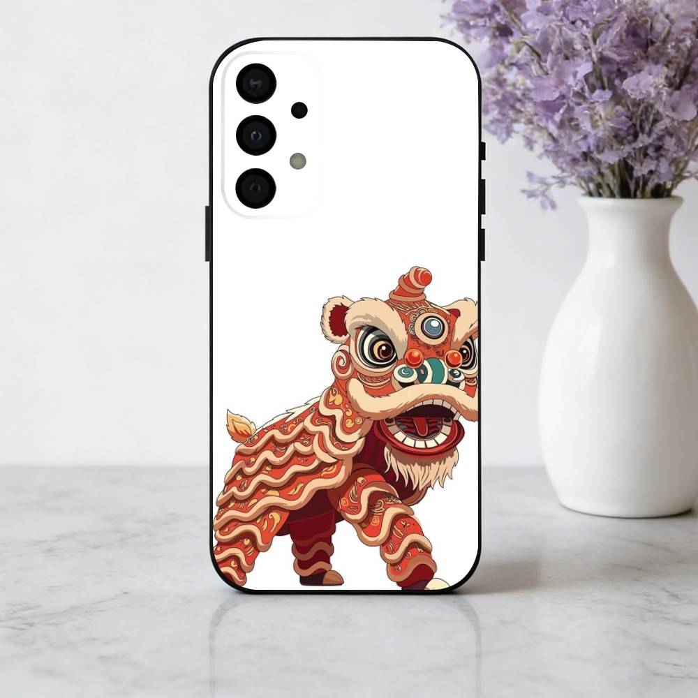C-китайский L-танец льва Чехол для телефона Для Samsung Galaxy A73,A72,A71,A70,A53,A52,A51,Другие Мягкий черный чехол