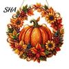 Eye-Catching Design Ornament Fall Pumpkin Sunflower Wreath Hanging Decor, Acrylic Hand Painted Christmas Tree Window Ornament, Thanksgiving Halloween
