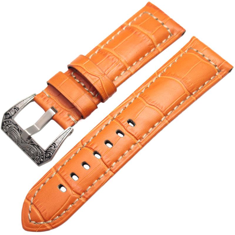 Watchband Italy Genuine Leather Watch Band Strap 22mm 24mm Thick Handmade Soft Cowhide Watchbands Belt With Retro Steel Buckle
