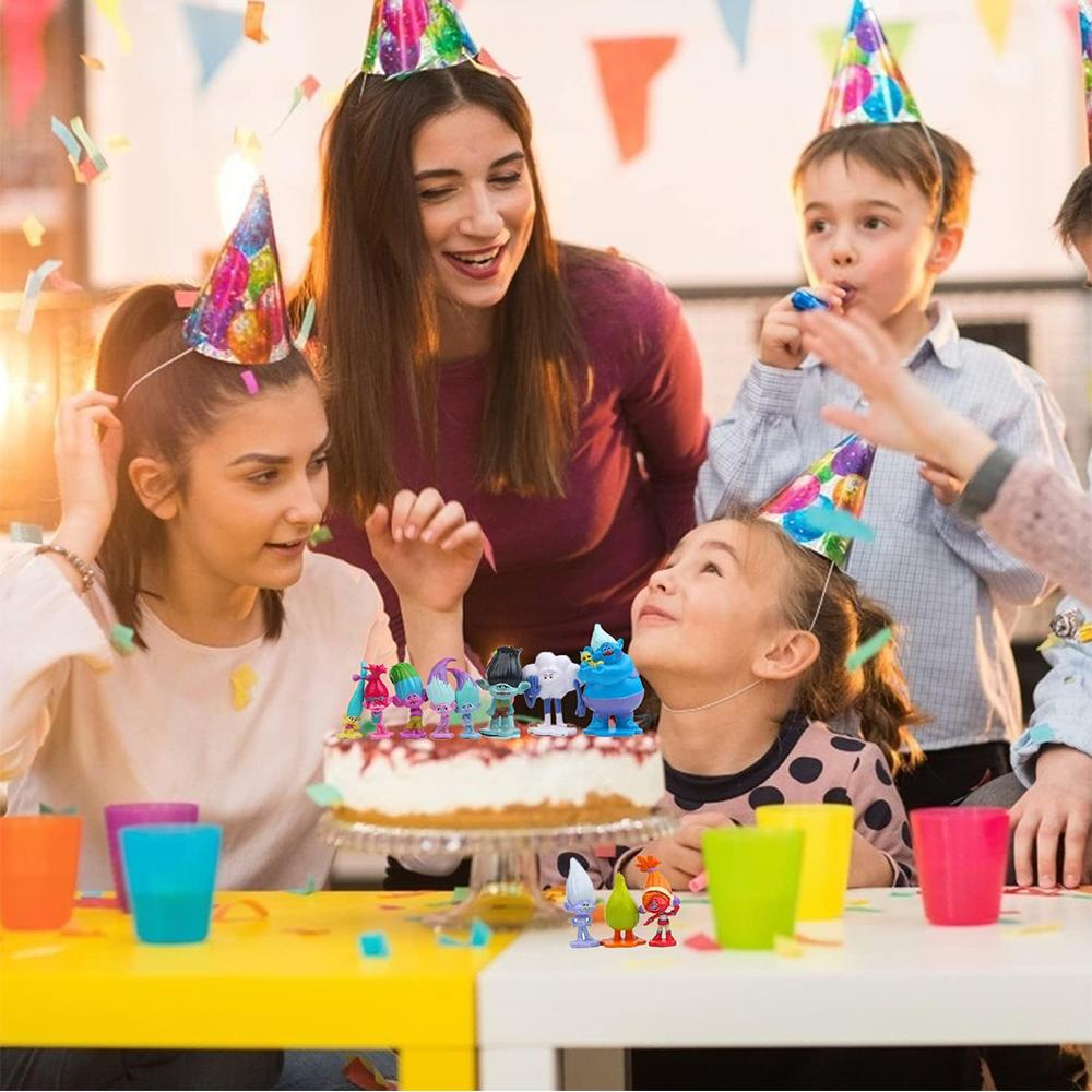 Набор из 12 мини-фигурок троллей, принадлежности для вечеринки для украшения детского дня рождения