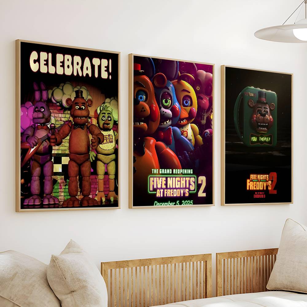 Аниме Fnaf Five-nights-At-Freddys 2 Постер Самоклеящаяся Водонепроницаемая Наклейка Для Декора Барной Комнаты Высококачественная Печать Подарок
