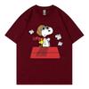 Черная женская футболка Snoopy Летняя с коротким рукавом Хлопок Мужская Женская Футболка Топы Мультяшная Аниме Одежда для пары Топы