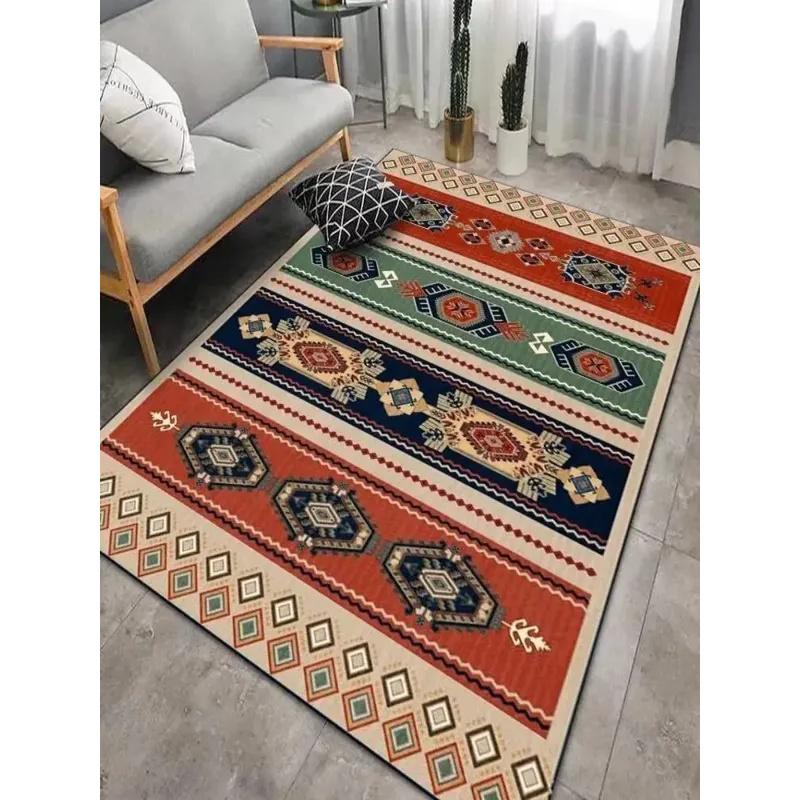 Crystal Velvet 50*80cm National Wind Carpet Retro Persian Wind Living Room Sofa Floor Mat Homing Carpet Bohemian Door Mat