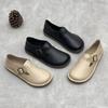 Handmade Genuine Leather Loafers Casual Women's Shoes Soft Soled Soft Cowhide Solid Color Flat Shoes