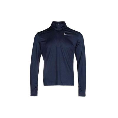 Pacer Dri-FIT однотонная футболка с короткими рукавами и воротником-стойкой для бега, с принтом, полумолнией, мужские топы, темно-синие BV4756-452