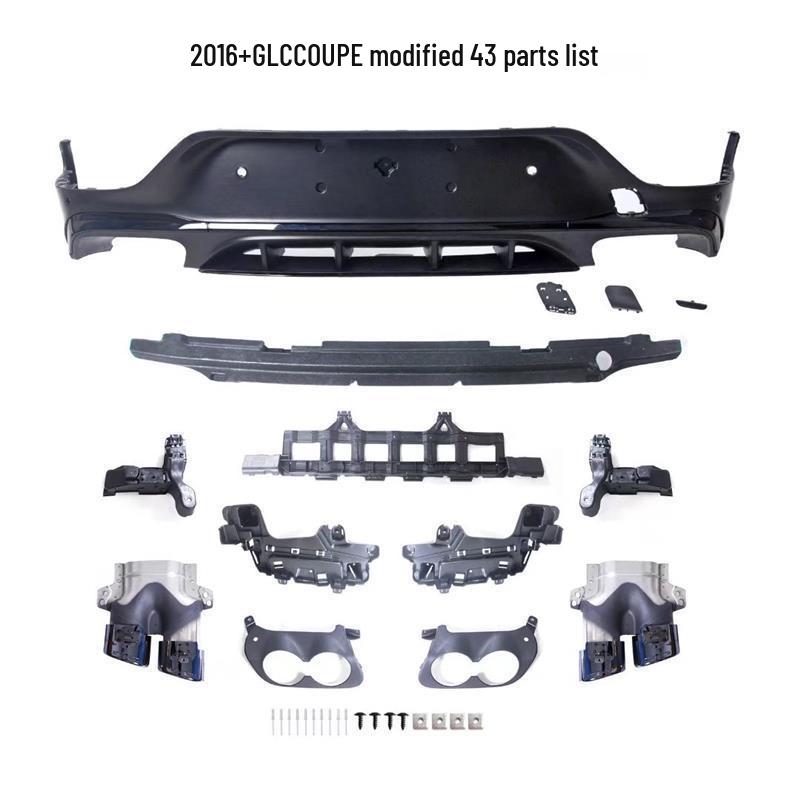 Compatible with Mercedes-Benz GLC Coupe (2015+): AMG GLC43/63 Rear Lip Quad Tailpipes Dual Exhausts