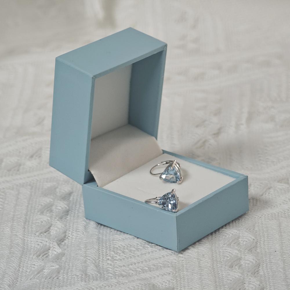 Женские серьги из стерлингового серебра 925 пробы с натуральным бразильским небесно-голубым топазом треугольной формы 8,0 мм, драгоценные камни, изысканные украшения для дня рождения, для повседневной носки