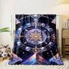 A celestial geometric design featuring radiating circles, stars, and pyramids. for all seasons blanket lunch break throw gift