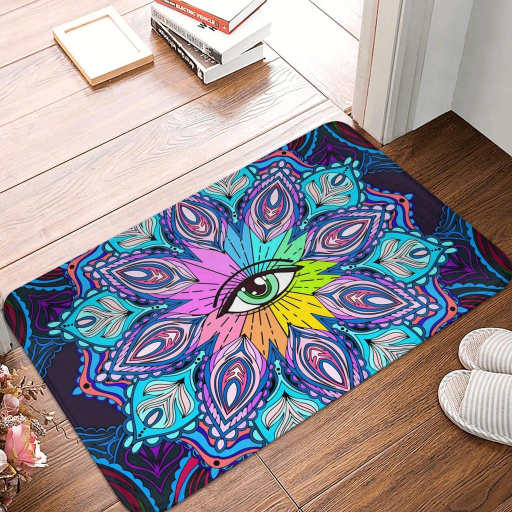 Stylish Eye Mandala Art Doormat, Suitable for Machine Washing, Perfect for Bathrooms, Bedrooms, Living Rooms, And Entrances