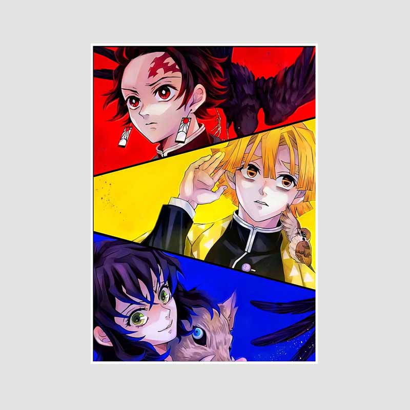 Японский комикс фильм «Убийца демонов» поезд «Муген» аниме-постеры Kimetsu No Yaiba Белый бумажный постер Художественная роспись настенное украшение Фреска Домашний декор