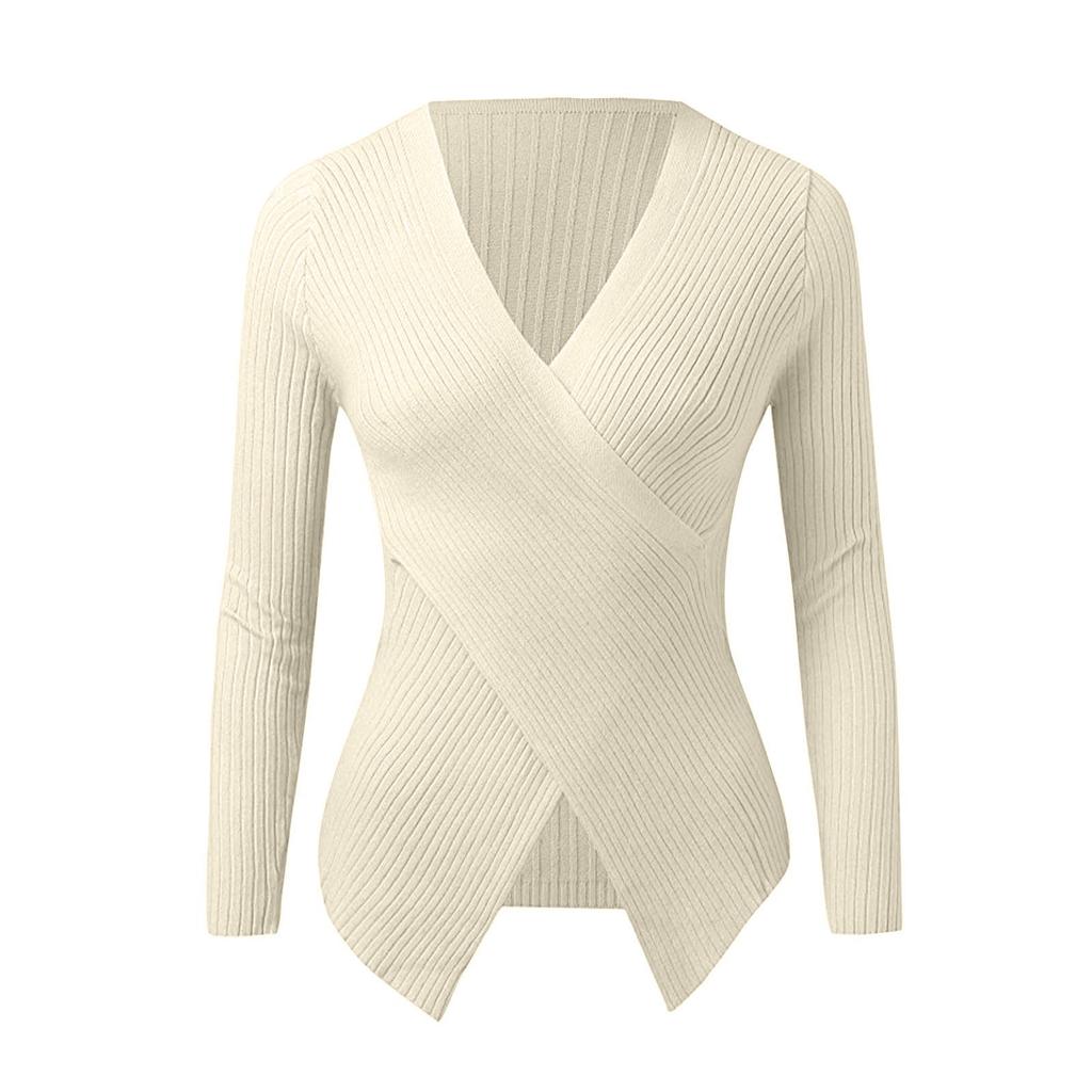 Женский модный повседневный однотонный свитер с длинным рукавом, тонкий свитер, пуловер, топ