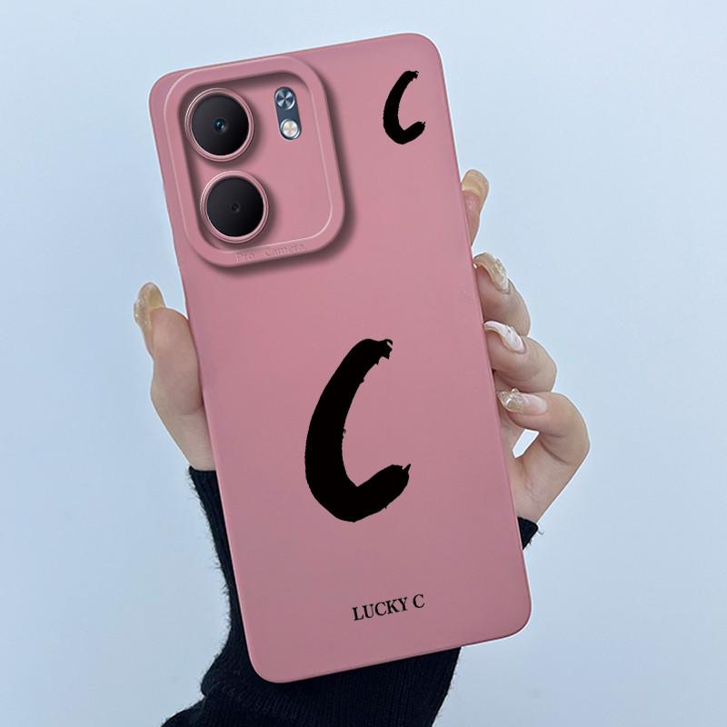 For OPPO A5x CPH2725 Cover Case Lucky Initial Letter Couple Silicone Soft Matte Phone Bumper for Oppo A5x 4G 5G 2025 Casing