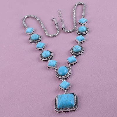 Винтажные бохо бирюзовые подвески ожерелья этнический стиль ожерелье из бисерной цепочки ожерелья-цепочки для свитера женские ювелирные изделия подарки