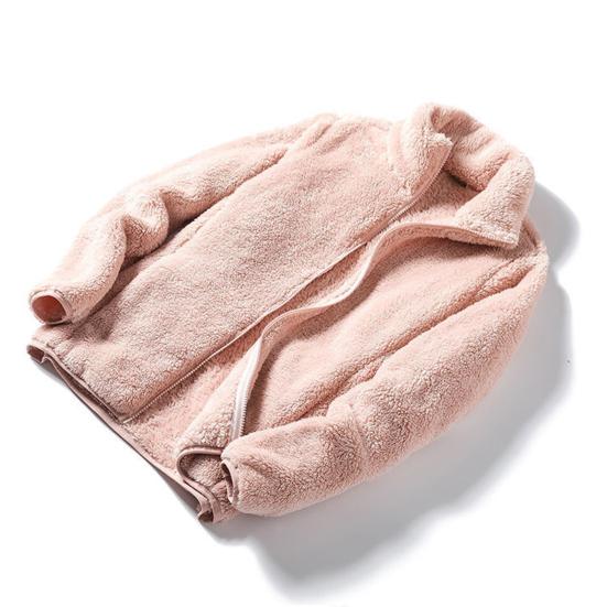 Женская пушистая флисовая куртка с длинными рукавами на молнии, шерпа-пальто, мягкая куртка с воротником-стойкой, осенняя верхняя одежда с карманами