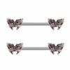 1 Pair Butterfly Nipple Barbell 14g Crystal Nipple Piercing Nipple Jewelry Heart Nipple Ring Bar Stainless Steel Body Piercing for Women