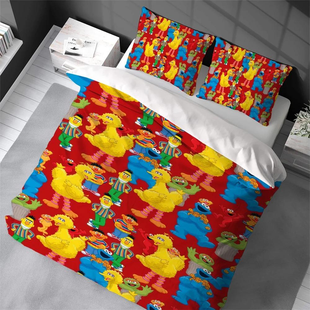 S-Sesame Cartoon Street Duvet Cover Set Bedding Set Kids Boy Girl Bedroom Decoration Single Double Queen Size 2/3piece set