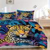 3pcs Leopard Floral Bedding Cover Set, Fashion Classic Popular Print Bedding Set, Soft Comfortable, All - Season Use, For Bedroom, Guest Room113