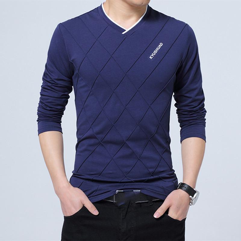 Весенне-осенняя мужская модная рубашка с длинными рукавами и V-образным вырезом с принтом
