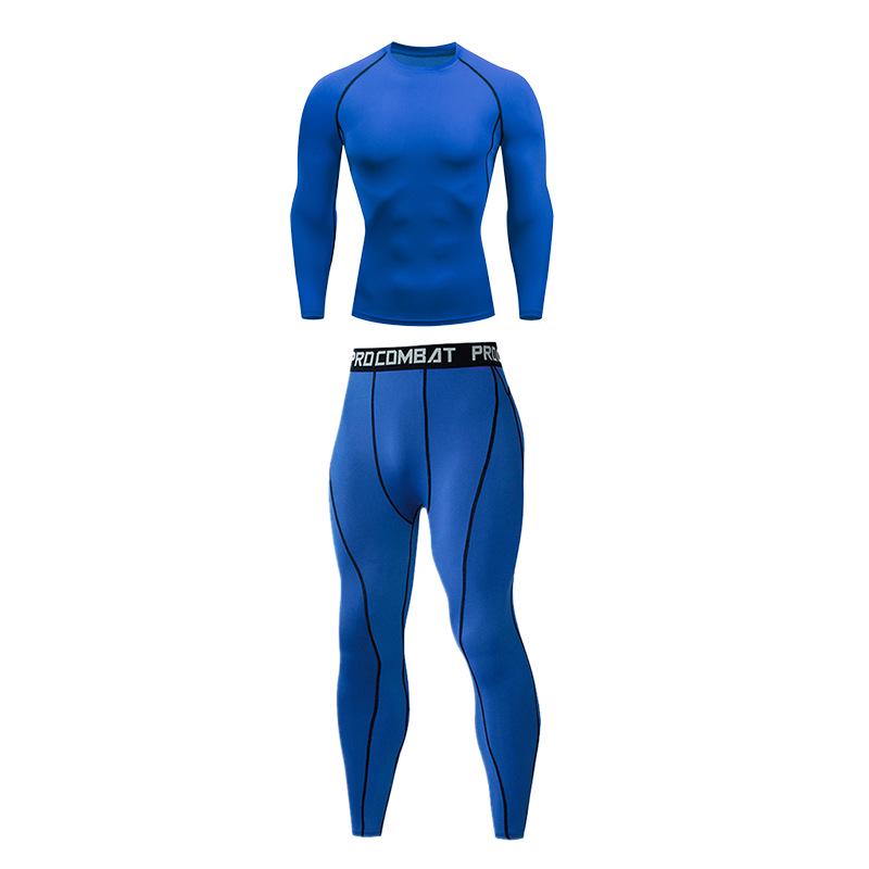 Мужской спортивный фитнес-комплект с быстрой сушкой: Дышащий топ с длинным рукавом и высокоэластичные брюки для баскетбола, бега, футбола и тренировок