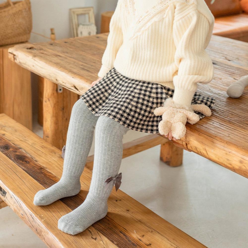 Velvet Bow Cashmere Tights Thickened Children Pantyhose Cute Plush Pantyhose Winter