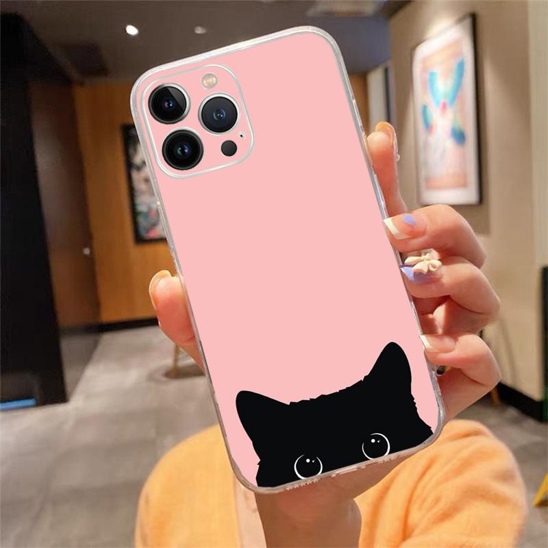 Чехол для телефона Carcasa Funda Для iPhone 17 Pro Max Air 16 15 14 13 Pro Max 15 16 Pro 15Plus Чехол с кошкой