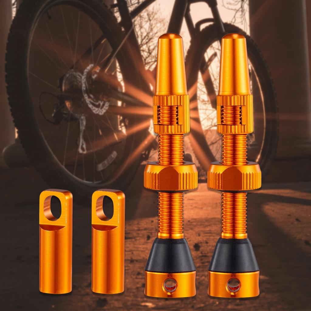 Шток клапана бескамерной шины Presta 60 мм, легкий сплав, шток клапана Presta с инструментом для снятия сердечника клапана и колпачками штока клапана