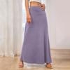 Women Maxi Skirt Elastic High Waist A-Line Long Skirt Solid Color Design Casual Knitting Skirt Spring Autumn Daily Wear