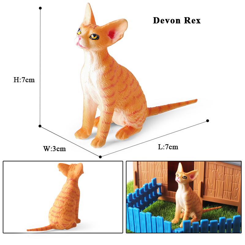 Oenux Cat Model Siamese Devon Rex Sphynx Ragdoll Persian Action Figure Cat Kitty Bobtails Figurine Cute Decoration Kids Toy Gift