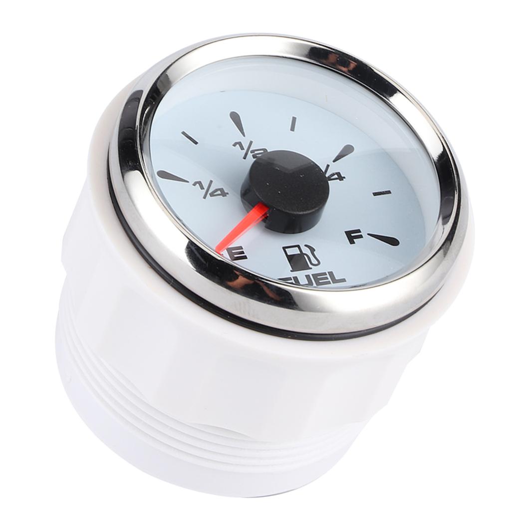 2in 190ohm Fuel Level Gauges Digital Display 8 Colors Backlight for 12V 24V Motorcycle Car YachtWhite Dial Silver Frame