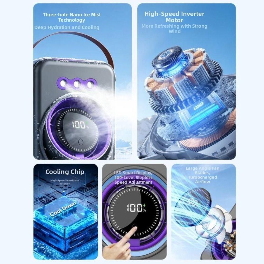 Triple-Hole Desktop Humidifying Fan 100-Speed Adjustment Mini Air Cooler Outdoor Tent