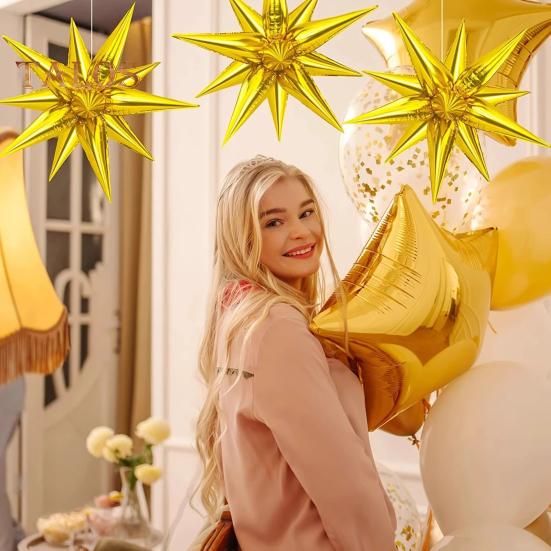 6 шт. Звездные шары 12-точечные звездные шары из фольги и майлара для свадебного юбилея, рождественского, новогоднего, дня рождения, вечеринки, принадлежностей