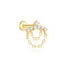 CANNER 1PC 925 Silver Tassel Horse Eye Geometric Zircon Flat Head Thread Piercing Earring For Women Love Earring