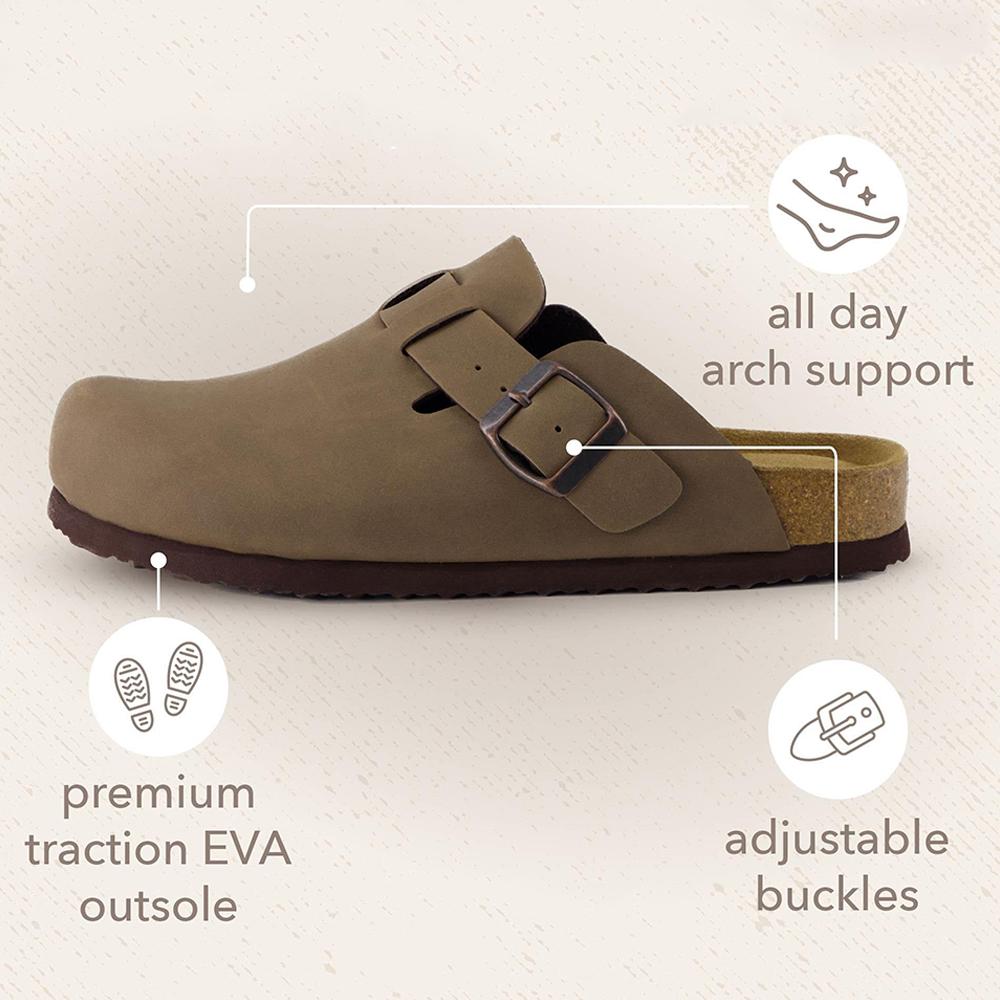 Модные кожаные мюли с улыбкой для женщин и мужчин, сабо, тапочки, мягкая пробковая стелька, замшевые сабо, удобная обувь-картошка с поддержкой свода стопы, домашняя обувь