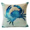 Exquisite 18" Blue Sea Animal Cotton Linen Cushion Cover For Stylish Living Spaces
