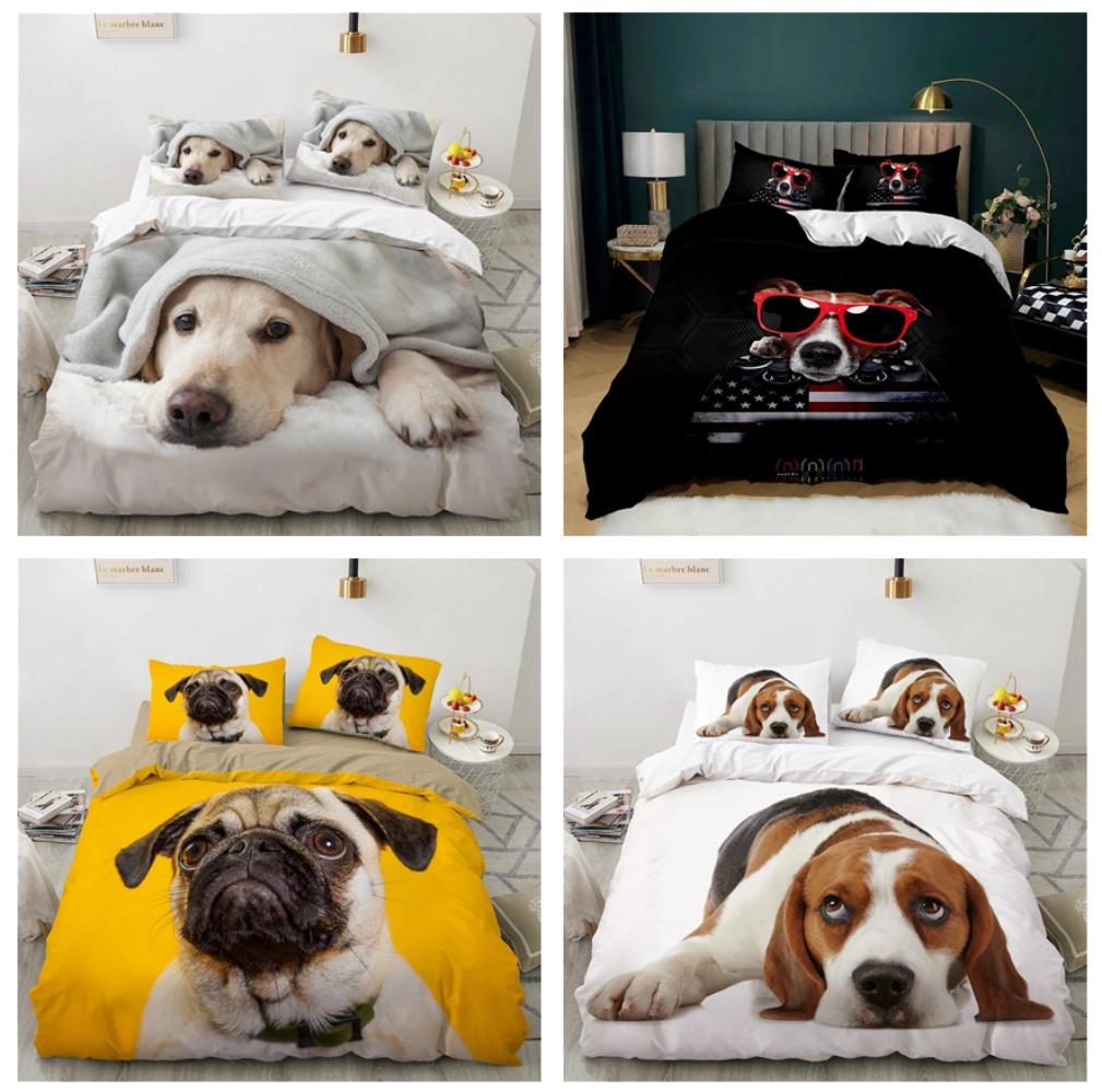 Роскошный комплект постельного белья с принтом в виде 3D-собачки, односпальная и двуспальная кровать размера «queen-size», пододеяльник, удобная наволочка/пододеяльник, подарок для подростка