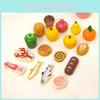 Kids Toy Kitchen Set With Wooden Fruits Vegetables Bread For Role Fun Playing