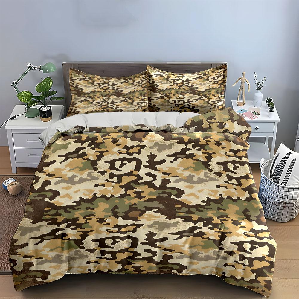 Camouflage with earthy tones. Bedding sets Duvet cover sets Duvet covers Pillowcases(1 * Duvet Cover 2 * Pillowcases without duvet insert)