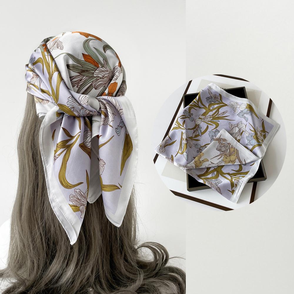 Весенне-летний атласный длинный шарф для женщин, солнцезащитная шаль, модный атласный длинный шарф для красоты, универсальный дорожный шарф