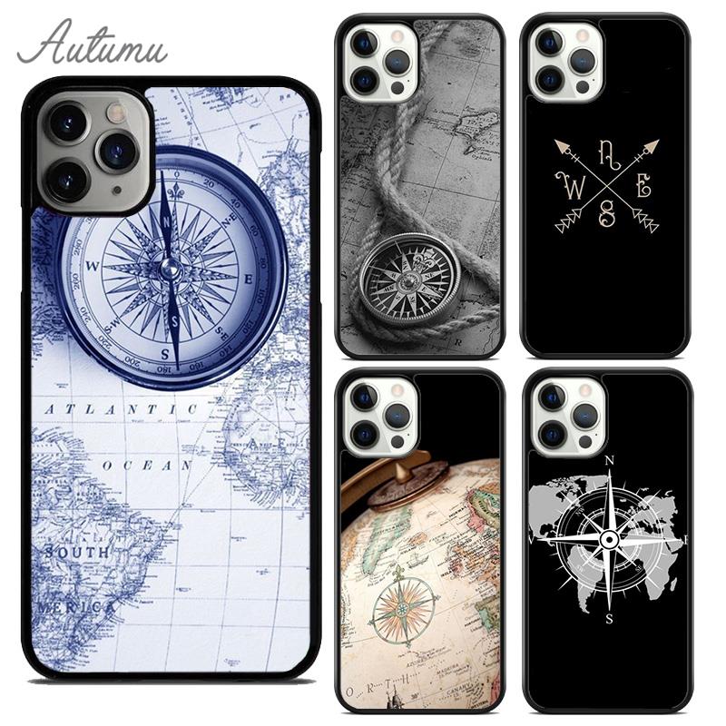 Чехол для телефона Compass Wanderlust с винтажной картой для iPhone 11 12 13 14 Pro Max mini XR XS SE 2020 7 8 Plus Galaxy S21 S22 Cover shell