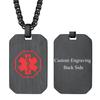 U7 Stainless Steel Custom Data Engrave ID Medical Alert Tag Necklace Men Women First Aid Allergy Infomation Emergcy Med Jewelry