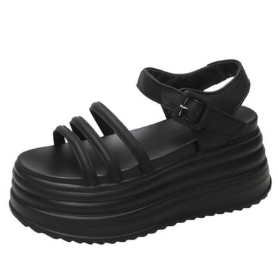 Модные женские босоножки на платформе 8 см, лето 2024 г., новые модные нескользящие босоножки на высоком каблуке с узкими ремешками, женские римские пляжные туфли с открытым носком