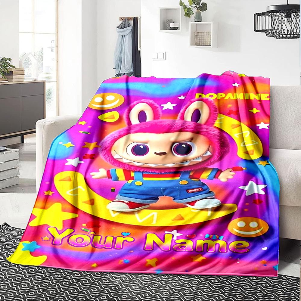 Labubu Personalized Name Blanket Multi-purpose Personalized Blanket Ultra-Soft Perfect for Living Room Bedding Picnics Sofa Four Seasons Multipurpose