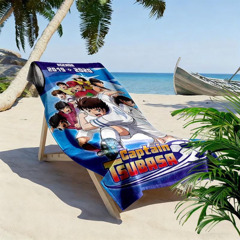 Captain Tsubasa Anime Print 2D Flat Print Beach Towel, Large Soft Quick Dry Towel for Beach Camping SwimmingXSTJ0915588
