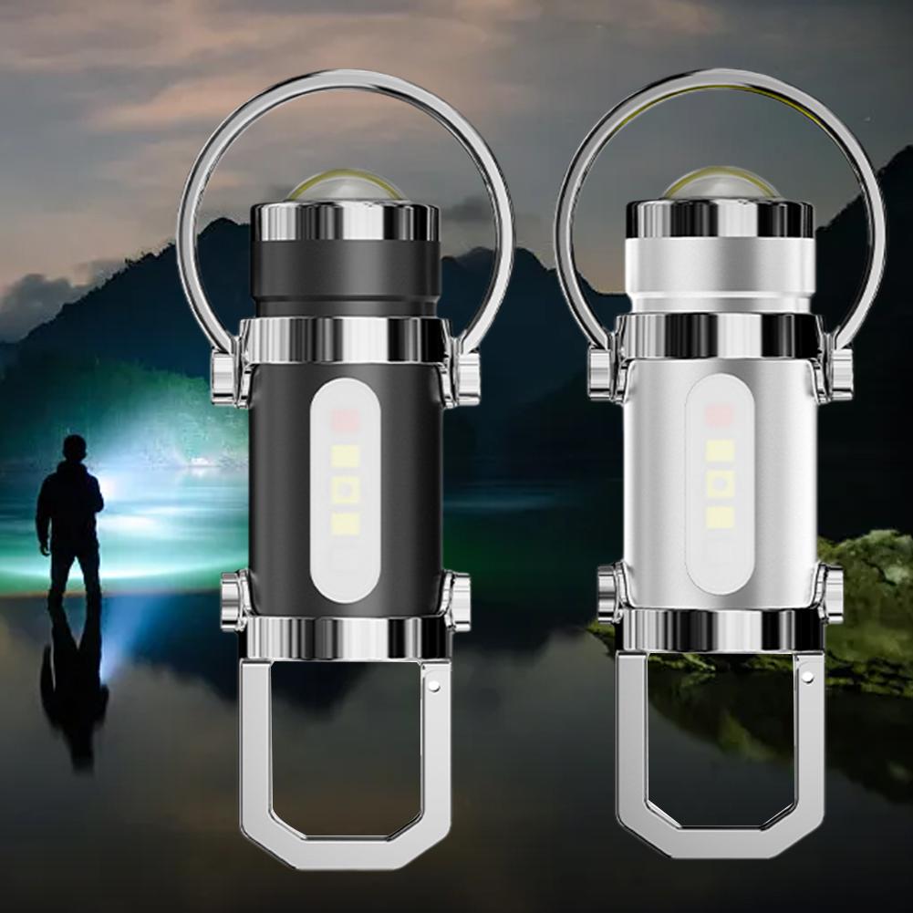 Мини COB светодиодный брелок-фонарик USB-перезаряжаемый Подвесной рабочий свет Водонепроницаемый брелок для ключей Кемпинг Ходьба Карманный фонарь