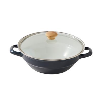 [Эксклюзивно на Amazon.co.jp] Эмалированный настольный горшок Fuji, стиль глиняной посуды, с двумя ручками, легко чистить, совместим с индукционными и газовыми плитами, серый цвет Payne's Gray