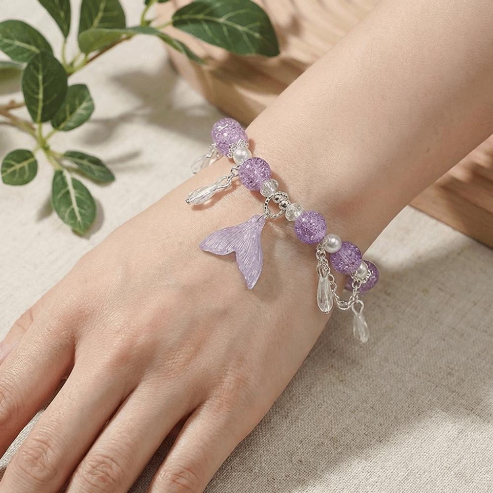Sweet Fishtail Crystal Bracelet Colorful Beads Sweet Lucky Hand Chain Fashion Accessory