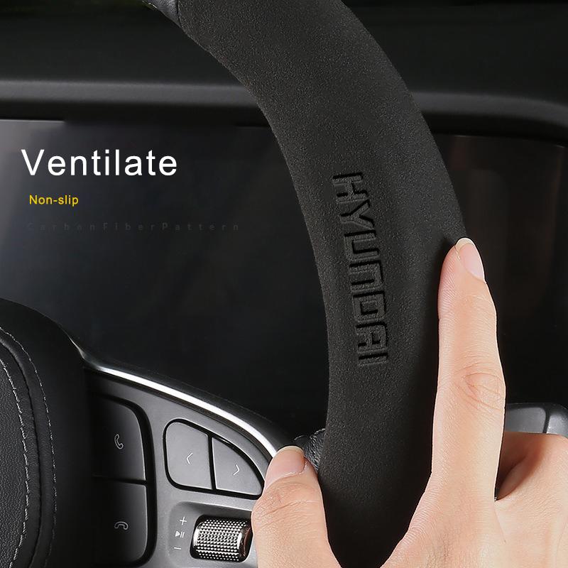 Bright Leather Carbon Fiber Patterned Car Steering Wheel Cover For Hyundai Tucson Accent Elantra Santa fe Sonata I30 I10 I20 I40