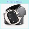Vintage Style Pu Double Row Riveted Womens Belt With Zinc Alloy Pin Buckle For Streetwear